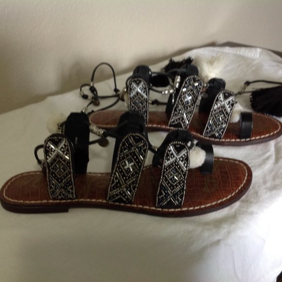NWOB Sam Edelman beaded flat sandals 9 - Picture 2 of 5